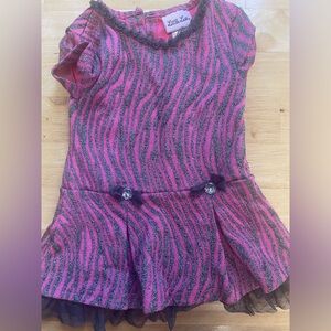 Little lass pink black silver girls 4T ruffle dress party dress